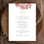 Peony Rose Bouquet Blume Menu Card Menükarte<br><div class="desc">Diese Menükarte wurde für die Koordination mit unserer Peony Rose Collection entworfen und verfügt über wunderschöne Rose- und Peony-Bouquets auf weißem Hintergrund mit klassischem Text. Die lebhaften Farben der Rose auf schwarzem Hintergrund machen das Kartenauge einzigartig. Für eine erweiterte Anpassung dieses Designs, z.B. das Ändern des Layouts, des Schriftartes oder...</div>