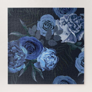 Peony Rose: Dunkle Blüte Vintag. Puzzle