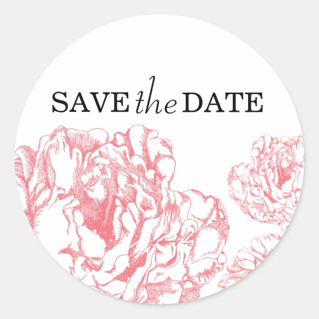 Peony Save the Date Sticker (Vorderseite)