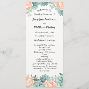 Peony Succulents Foliage Wedding Program Programm