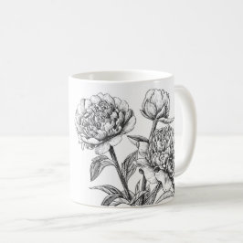 Peony Tinte zeichnend Kaffeetasse