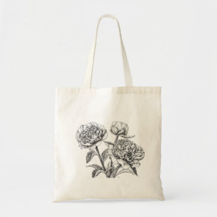 Peony Tinte zeichnend Tragetasche