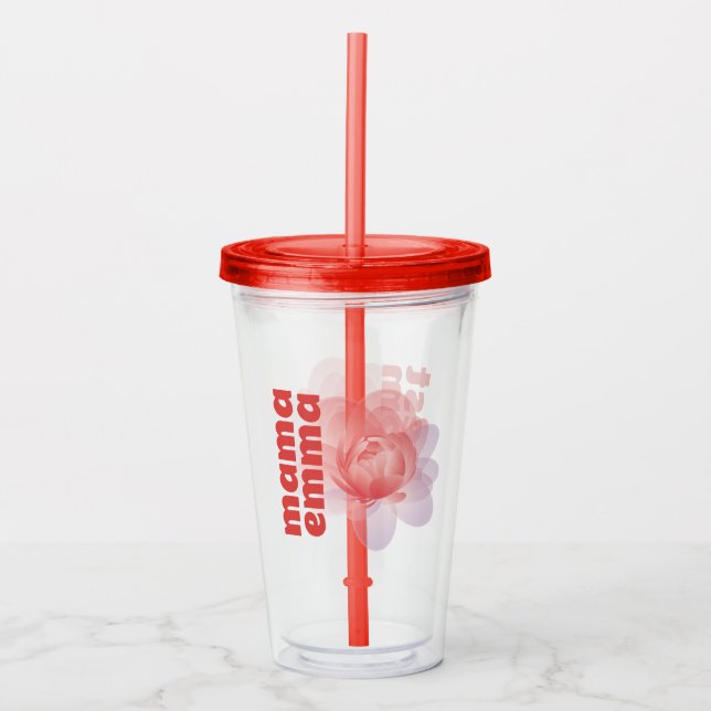 Peony Tumbler Personalisierte Blüte für Mama Acryltrinkbecher (Vorderseite)