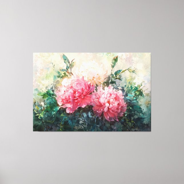 *~* Peony TV2 Vintag Art Stretched Canvas Print Leinwanddruck (Vorderseite)