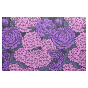 Peony und Hydrangea in Rosa und Violett Stoff