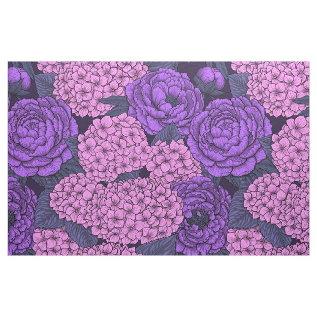 Peony und Hydrangea in Rosa und Violett Stoff (Fat Quarter (45,7 x 55,9 cm))