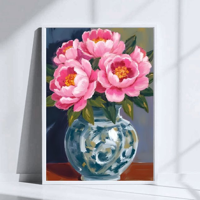 Peony Vase | Pink Flower Peonies Watercolor Poster (Von Creator hochgeladen)