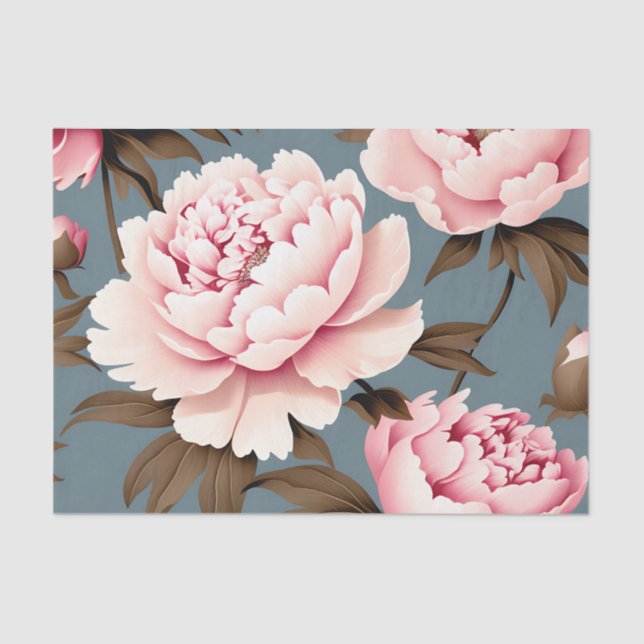 Peony Vintag Floral Pattern Seidenpapier (Vorderseite)