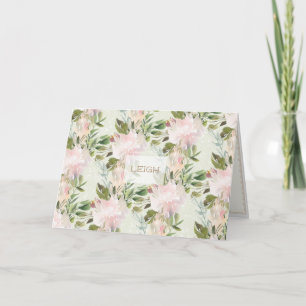 Peony Watercolor Personalisiert Stationierungskart Karte