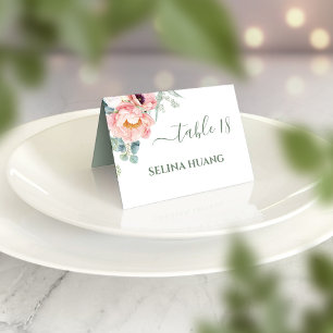 Peony Wedding Platzkarte Tischnummer
