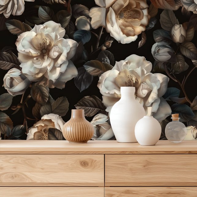 Peony White Dark Floral Tapete (Von Creator hochgeladen)