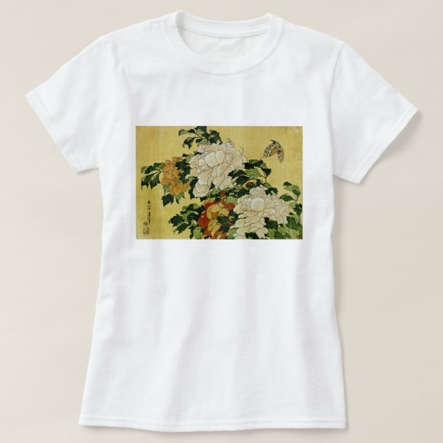 Peonys und Butterfly T-Shirt (Design vorne)