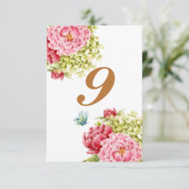 Peonys und Hydrangea-Tafelkarte Nr. 9 RSVP Karte