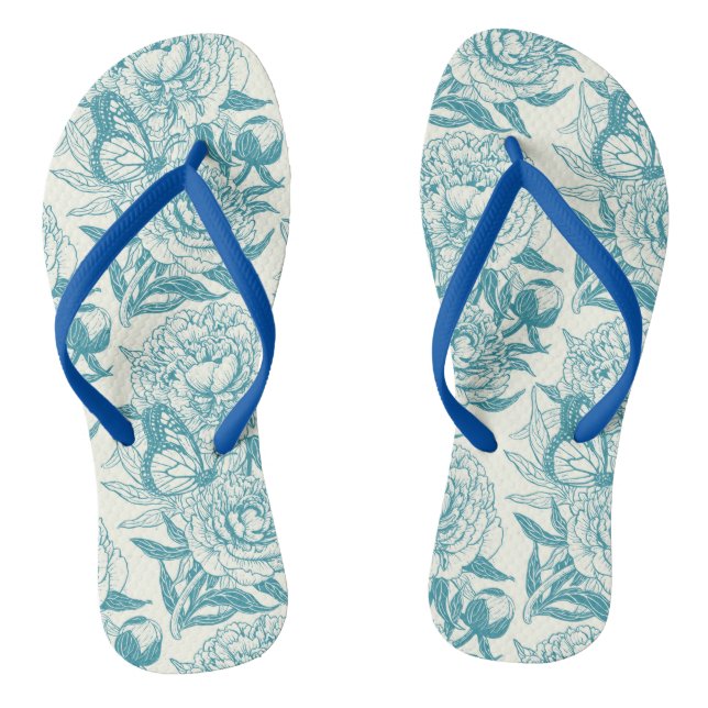 Peonys und Schmetterlinge blockieren Druck, Lagune Flip Flops (Fußbett)