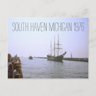 People Pier South Haven Michigan Tall Ship 1976 Postkarte
