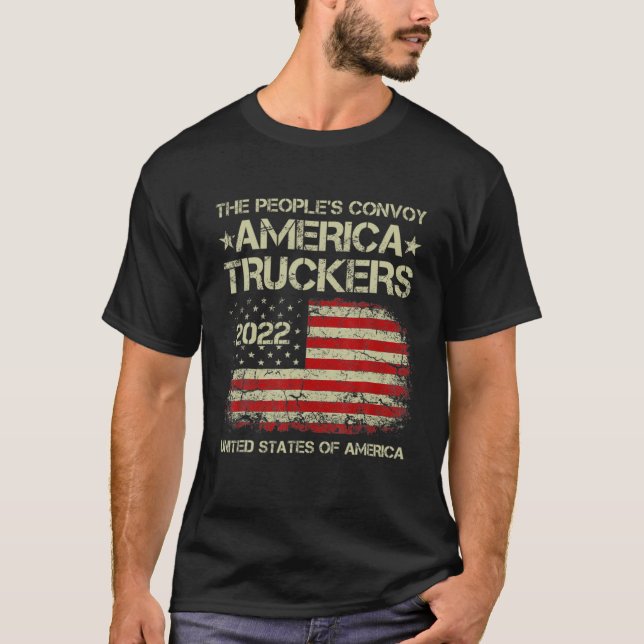 People's Convoy 2022 I Support Truckers American F T-Shirt (Vorderseite)