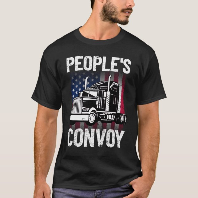 People's Convoy Freedom 2022 American Trucker T-Shirt (Vorderseite)