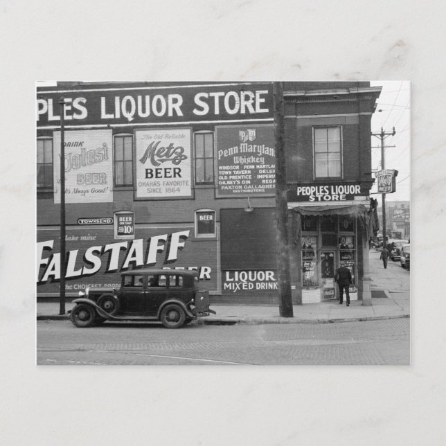 People's Liquor Store, 1938 Postkarte (Vorderseite)