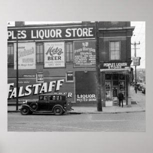 People's Liquor Store, 1938. Vintages Foto Poster