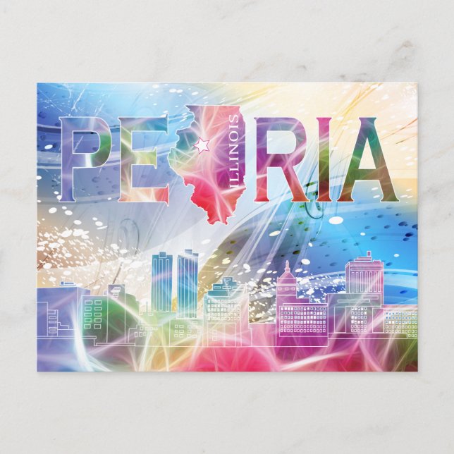 Peoria, Illinois - Farbdesign Postkarte (Vorderseite)