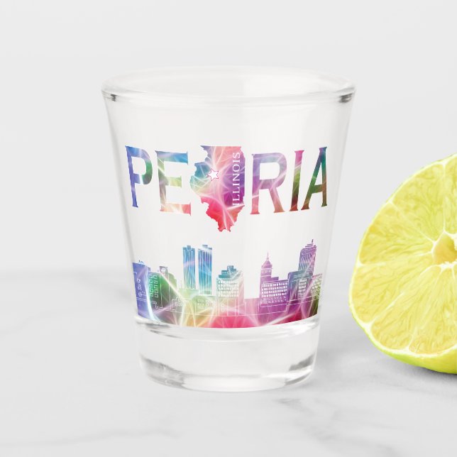 Peoria, Illinois II - farbenfrohe Gestaltung Schnapsglas (Vorderseite)