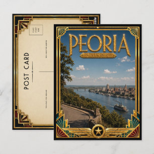 Peoria Illinois Vintage Art Deco Golden Age Postkarte