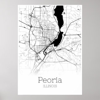 Peorida Map - Illinois - City Map Poster