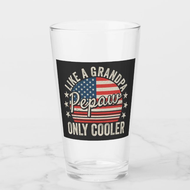 Pepaw Wie Opa Nur Cooler USA-Flagge DK Glas (Vorderseite)