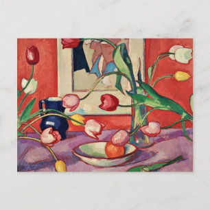 Peploe - Tulips, der blaue Jug Postkarte
