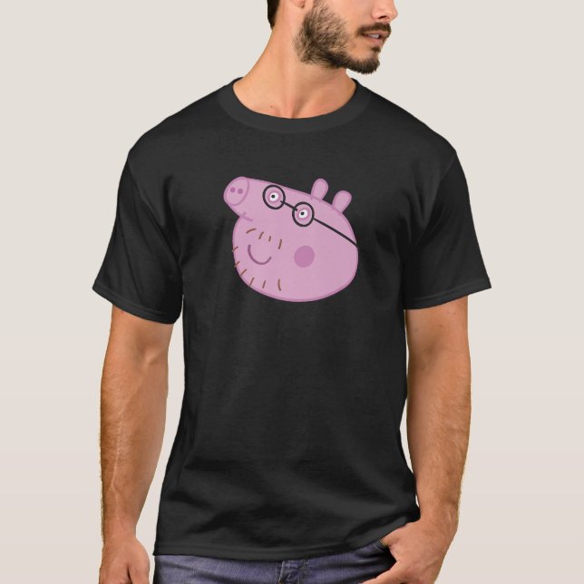 Peppa Pig Happy Daddy Pig Big Face Premium  T-Shirt (Vorderseite)