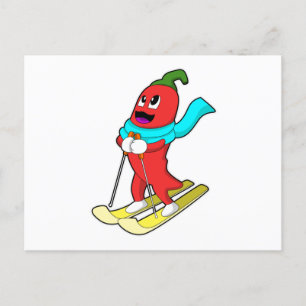 Pepper als Skifahrer mit Ski Postkarte