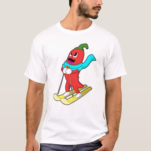 Pepper als Skifahrer mit Ski T-Shirt (Vorderseite)