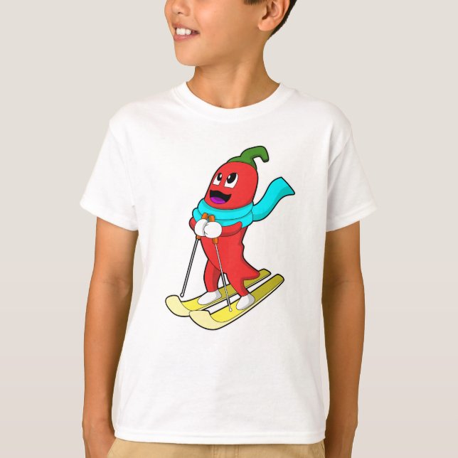 Pepper als Skifahrer mit Ski T-Shirt (Vorderseite)