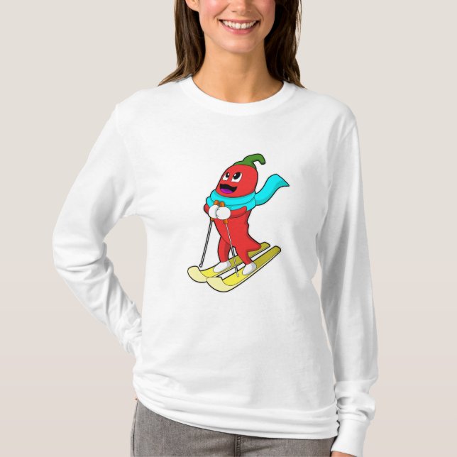Pepper als Skifahrer mit Ski T-Shirt (Vorderseite)