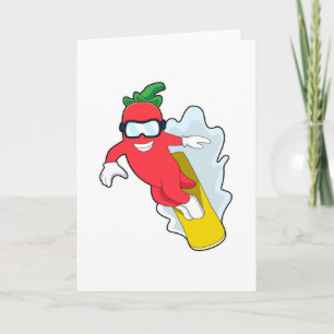 Pepper beim Snowboarden mit Snowboard Karte