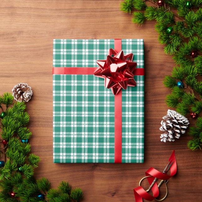 Pepper Green Classic kariert Tartan Muster Geschenkpapier (Feiertagsgeschenk)
