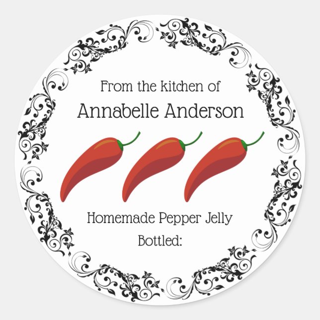 Pepper Jelly Label personalisieren Runder Aufkleber (Vorderseite)