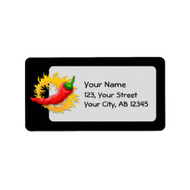 Pepper mit Flamme Adressaufkleber