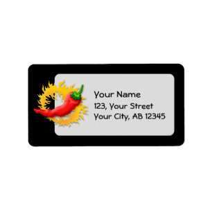 Pepper mit Flamme Adressaufkleber