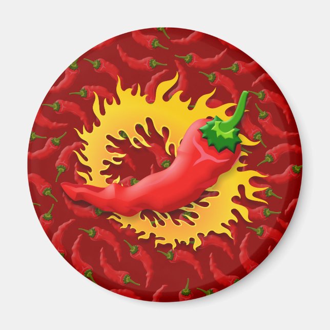 Pepper mit Flamme Magnet (Vorne)