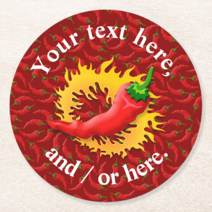 Pepper mit Flamme Runder Pappuntersetzer