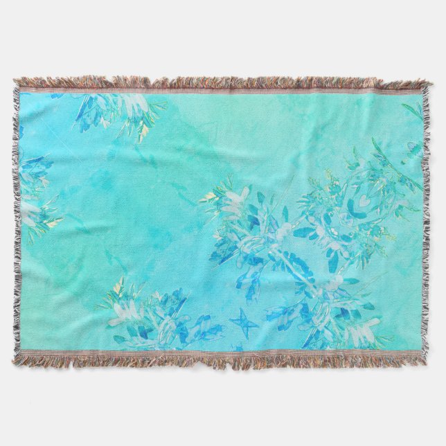 Pepper Tree Blätter Nature Turquoise Throw Blanket Decke (Vorderseite)