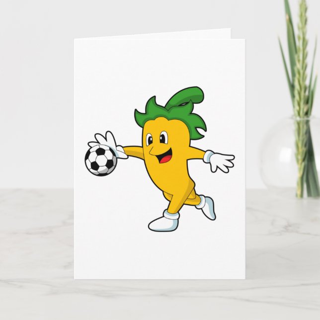 Pepper Vegan als Fußballspieler mit Fußball.PNG Karte (Vorderseite)
