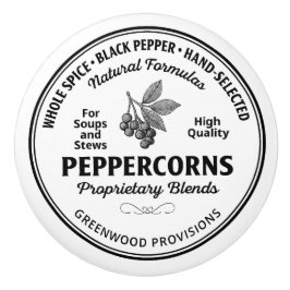 Peppercorns Label Vintage Typography Ceramic Knob Keramikknauf