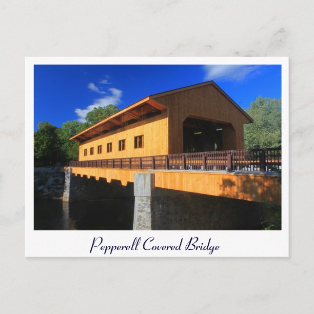 Pepperell MA New Covered Bridge Postkarte (Vorderseite)
