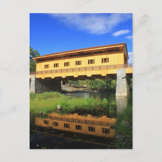 Pepperell MA New Covered Bridge River View Postkarte (Vorderseite)
