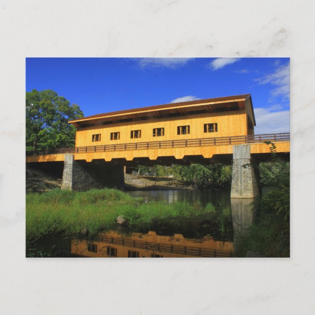 Pepperell MA New Covered Bridge River View Postkarte (Vorderseite)
