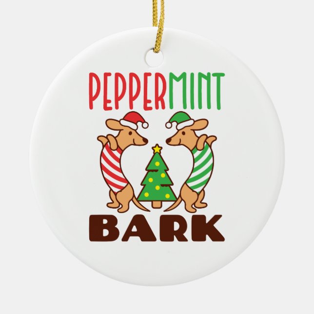 Peppermint Bark Niedliche Weihnachts-Dackel Dackel Keramik Ornament (Vorne)