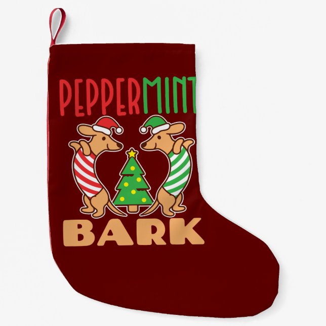 Peppermint Bark Weihnachtsgebäck Dackel Dog Kleiner Weihnachtsstrumpf (Vorderseite)