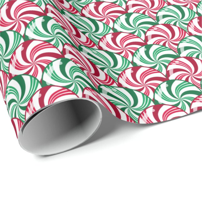 Peppermint Candies Scales - Weihnachtsmuster Geschenkpapier (Rolleneckpunkt)